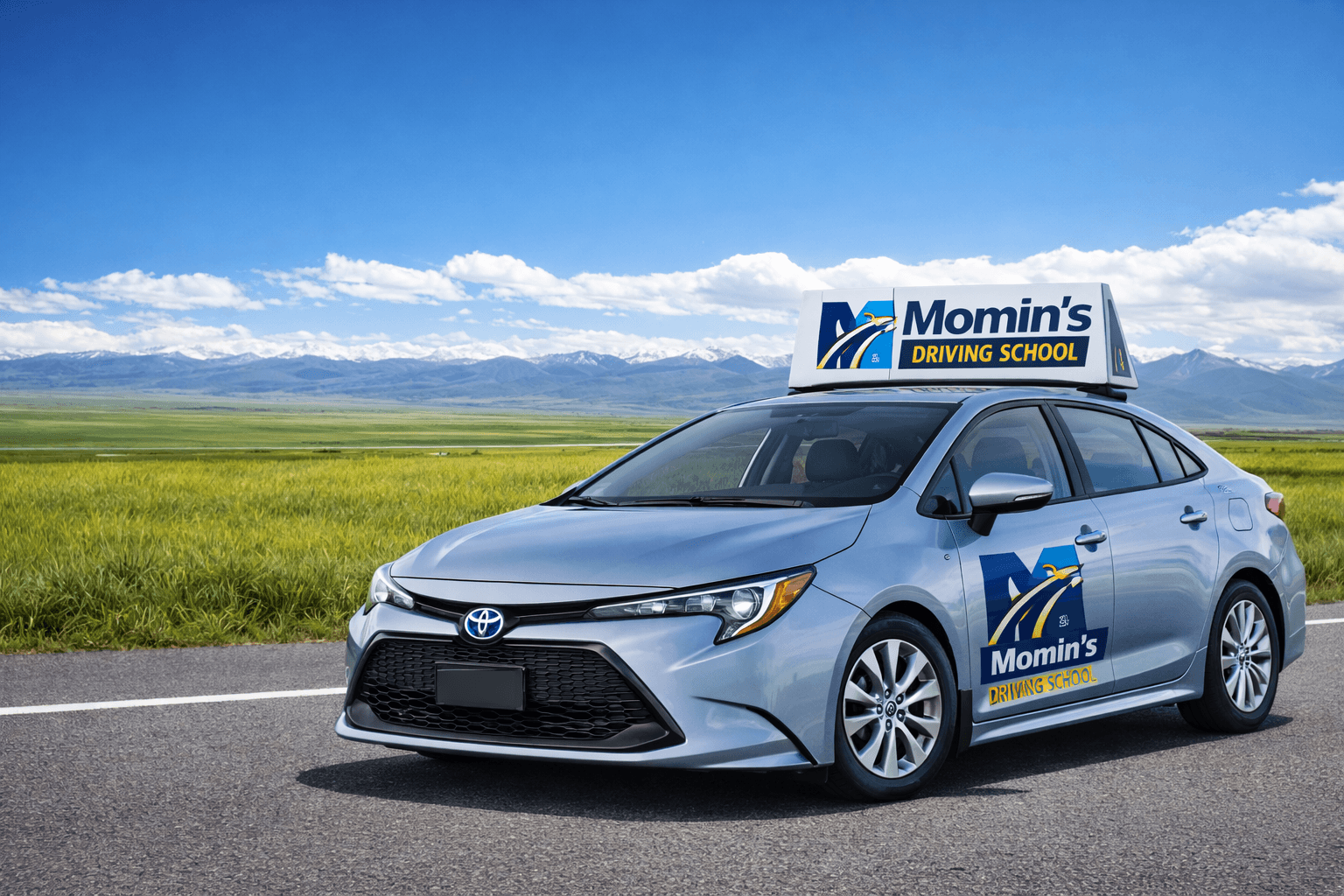 Momin's Driving School car — Toyota Corolla with school branding